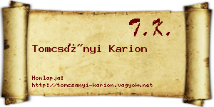 Tomcsányi Karion névjegykártya